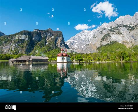 Reflection In The Water Königssee With Pilgrimage Church St