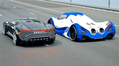 Devel Sixteen Vs Bugatti La Voiture Noire Drag Race 20 Km Youtube
