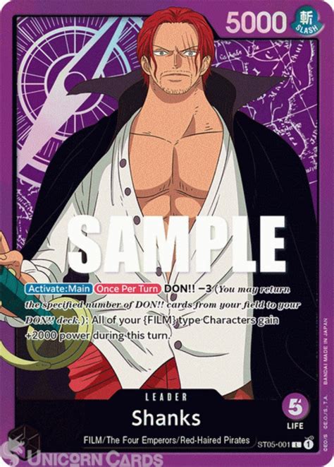 ST Shanks Leader One Piece TCG Card Unicorn Cards YuGiOh Pokemon Digimon And MTG