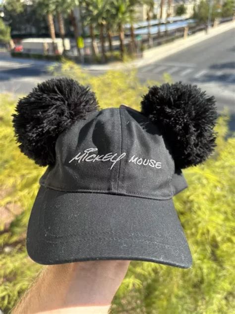 New Tokyo Disneyland 2023 Black Mickey Mouse Baseball Cap Hat With Pom