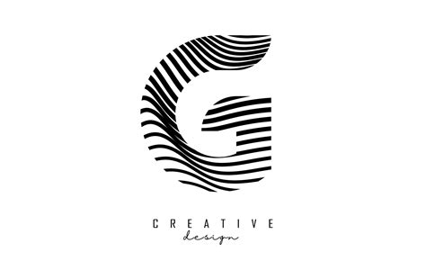 Letter G Logo With Black Twisted Lines Creative Vector Illustration