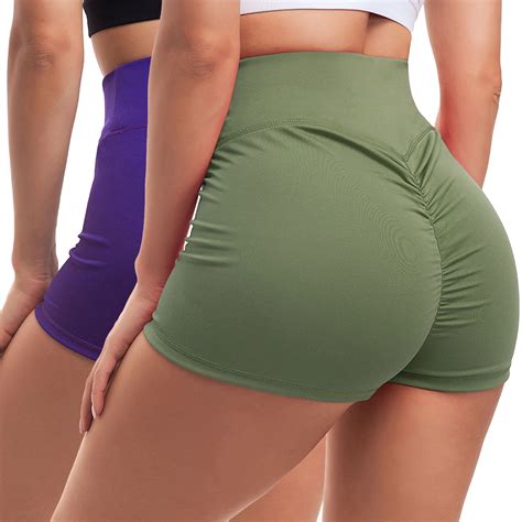 Fittoo High Waisted Bottom Shorts Push Up Butt Lift Gym Fitness Sports Scrunch Butt Ruched Yoga