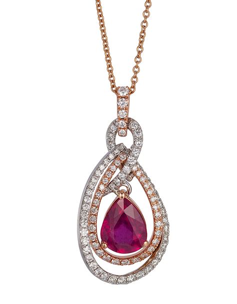 Effy 14kt White Rose Gold Ruby Diamond Pendant Necklace In Purple Ruby Lyst