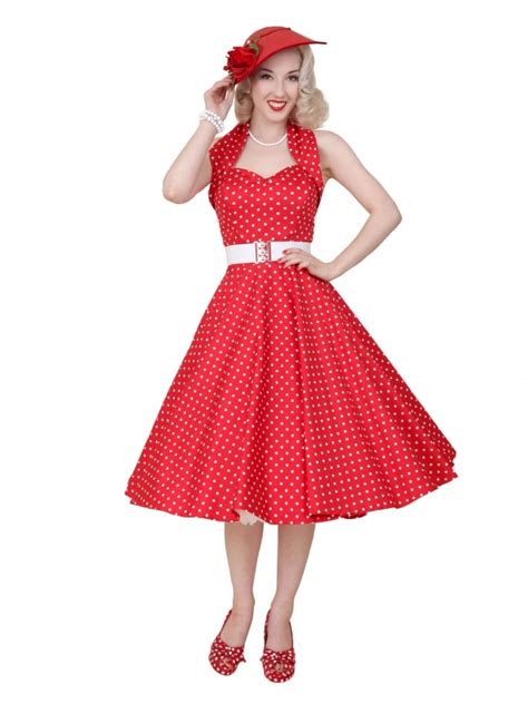 1950s halterneck red white spot dress from vivien of holloway