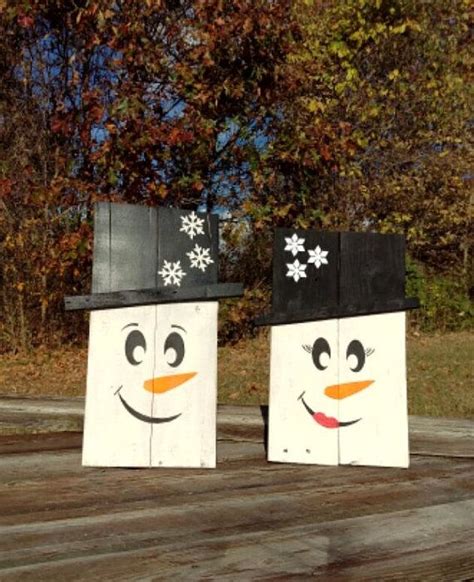 Wooden Snowman Wooden Snowmen Set Pallet Sign Holiday Decor