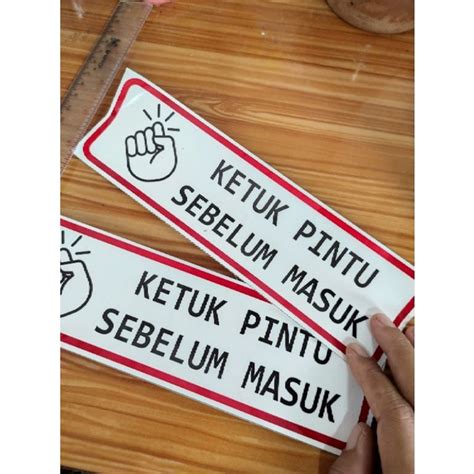Jual Akrilik Stiker Vinyl Ketuk Pintu Sebelum Masuk Shopee Indonesia