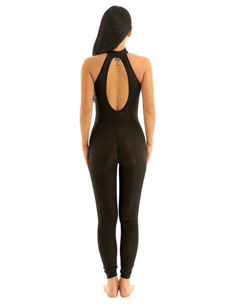 Womens Zipper Sheer Leotard Bodysuit Sleeveless Jumpsuit Catsuit Clubwear Romper Ebay