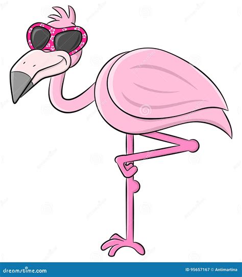 Cartoon Flamingo With Sunglasses Stock Vector Illustration Of