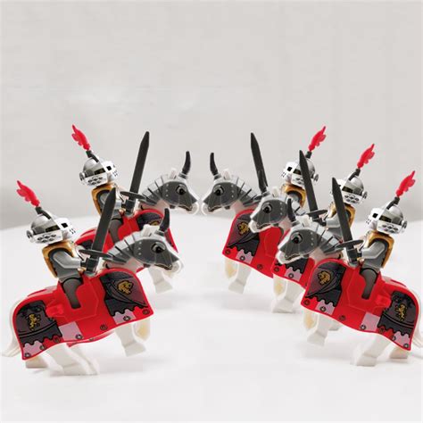 5pcs Medieval Calvary Knights With Swords Compatible Lego Knights