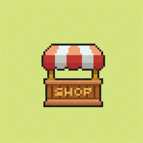 Premium Vector Little Shop Stand In Pixel Art Style