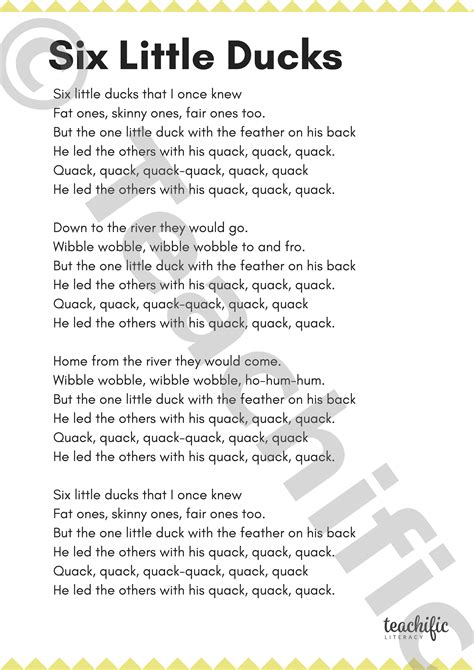 Poems K 2 Six Little Ducks Teachific