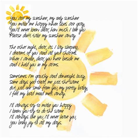 Some Happy Alternative Lyrics To You Are My Sunshine Sunshine Songs Sunshine Quotes