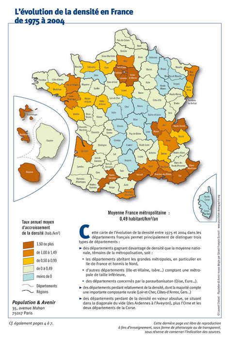 Densité De La Population En France - L'évolution de la densité en France de 1975 à 2004