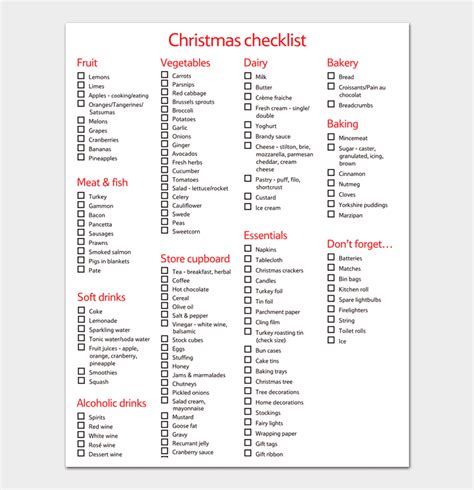 Christmas List Template For Word Excel And Pdf