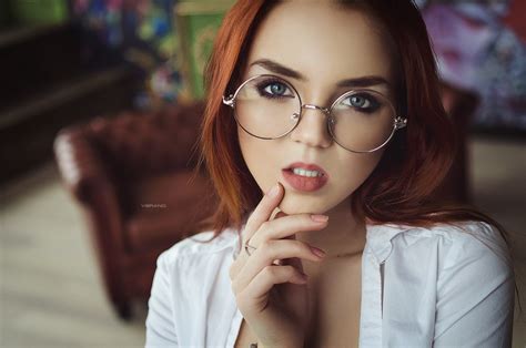 wallpaper ekaterina sherzhukova nikolas verano portrait redhead face women with glasses