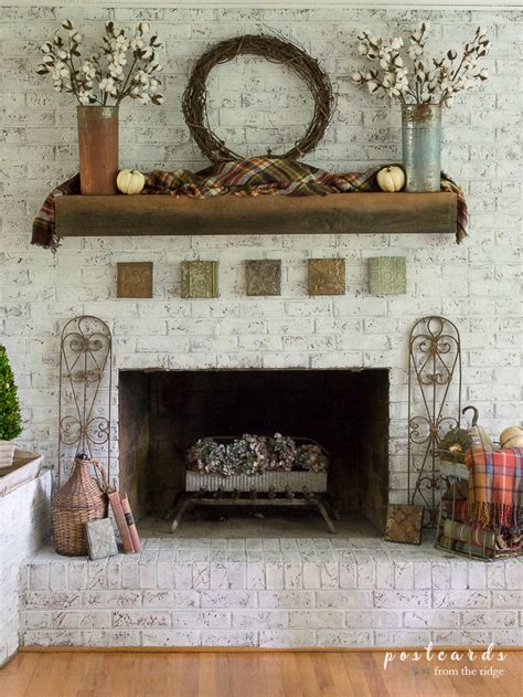 Fall Mantel With Plaids Metals And Farmhouse Charm