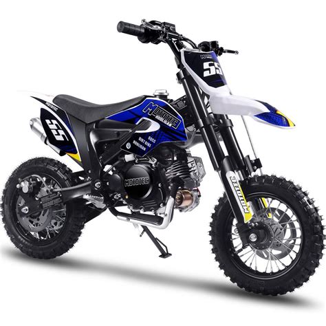 A motorcycle designed for use on rough terrain, such as unsurfaced roads or tracks, and trail bike: MotoTec Hooligan 60cc 4-Stroke Gas Dirt Bike Black