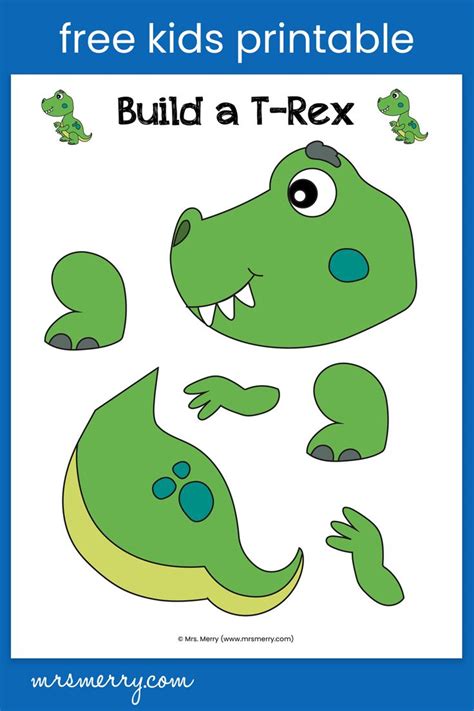 Free Printable Build A T Rex Dinosaur Mrs Merry Dinosaur Crafts