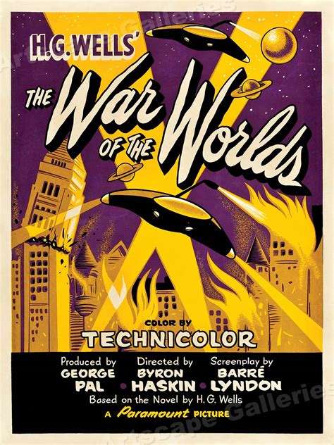 1950s “war Of The Worlds” Classic Old Science Fiction Movie Poster