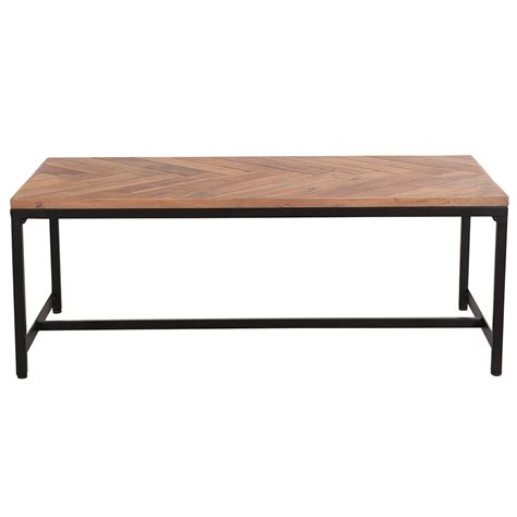 Table Basse Moderne En Acacia Massif Et Métal Noir Stick Mr Scandinave