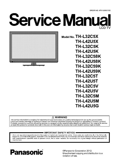 PANASONIC TH-L32C5X L42U5X L32C5K L42U5K L32C58K L42U58K ...