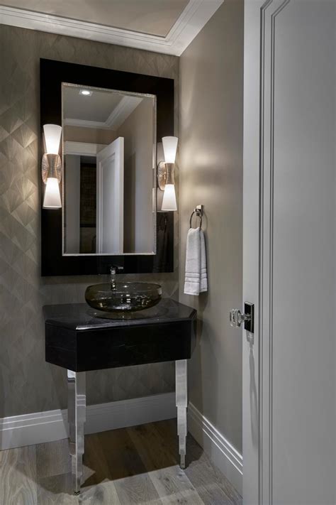 Modern Art Deco Inspired Powder Room With Vessel Sink And