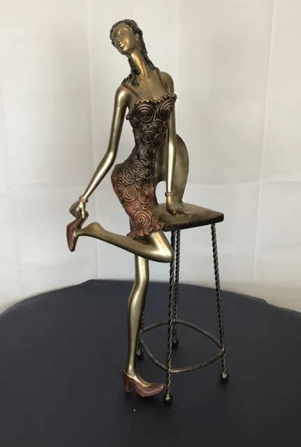 Art Deco Bronze Statue Sexy Woman In Chair Sculpture Resin Office Display Picclick