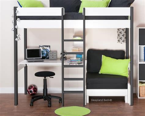 Stompa Uno5 Nero Bed Black And White Highsleeper Desk Shelves Chair