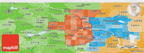Political Shades Panoramic Map Of Zip Codes Starting With 554