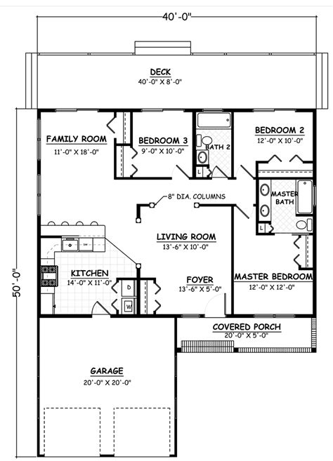 House Plan 40647 Traditional Style With 1200 Sq Ft 3