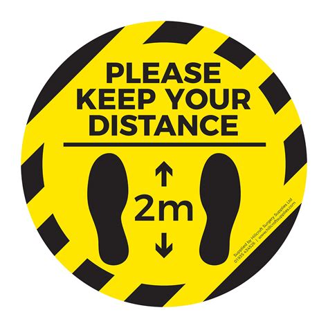 Self Adhesive Please Keep Your Distance Floor Sticker 2m