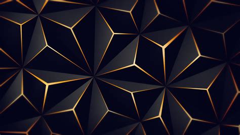 Triangle Solid Black Gold 4k Hd Abstract 4k Wallpapers
