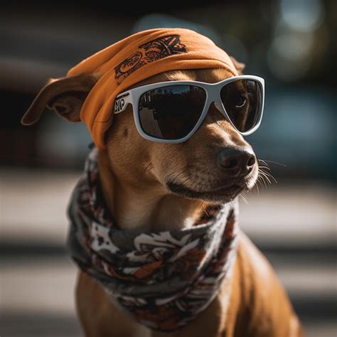 Premium Ai Image A Dog Wearing A Hat And Sunglasses And A Scarf With