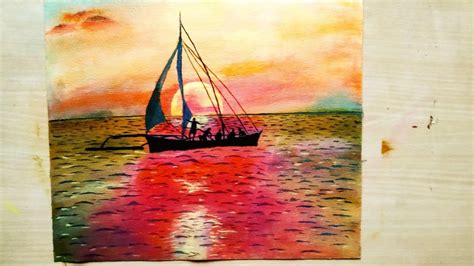 Sailboat Sunset Seascape Acrylic Painting Simple Acrylic Painting For