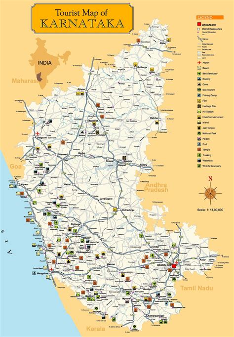 Karnataka tourism places to visit information on distances and. ALEMAARI: Tourist Map of Karnataka