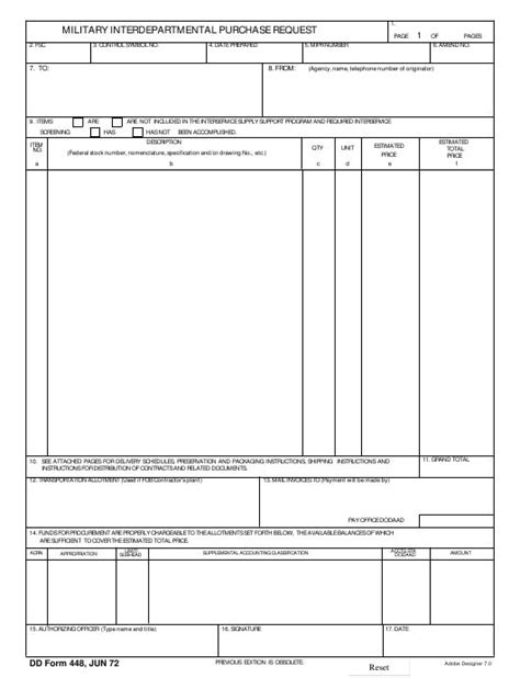 Fillable Mirp Dd Form 448 Pdf Purchase Request Military Request