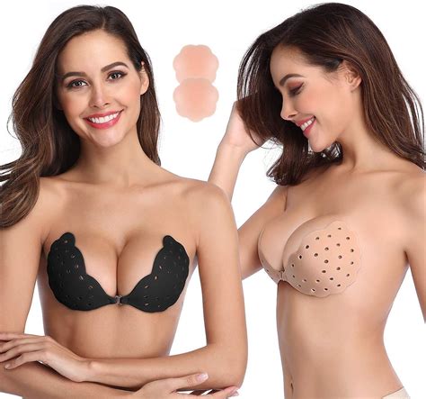 Niidor Sticky Bra Breathable Strapless Bra Adhesive Push Up Backless Bras For Women