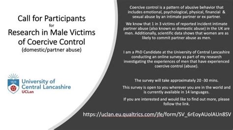 Call For Participants For International Research In Male Victims Of