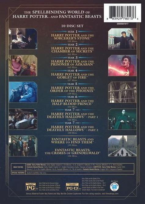 Wizarding World 10 Film Collection 20th Anniversary Dvd