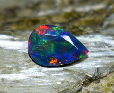 Beautiful Black Ethiopian Opal Gemstone Welo Fire Opal Pear Etsy