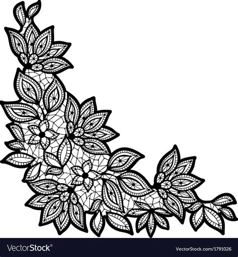 Ornamental floral optical effect background. Black and lace floral design isolated on white Vector Image