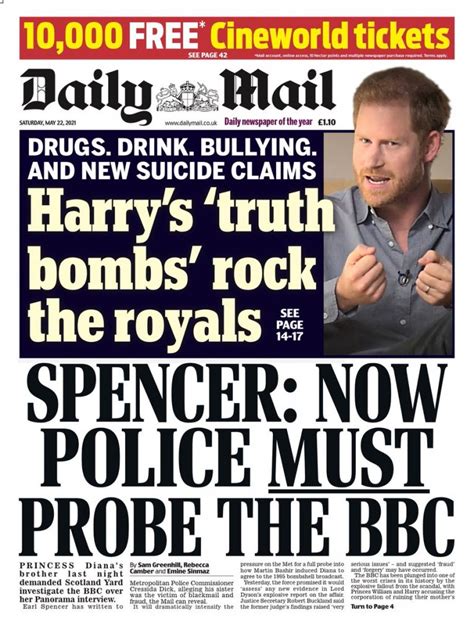 Daily Mail Front Page 22nd Of May 2021 Tomorrows Papers Today