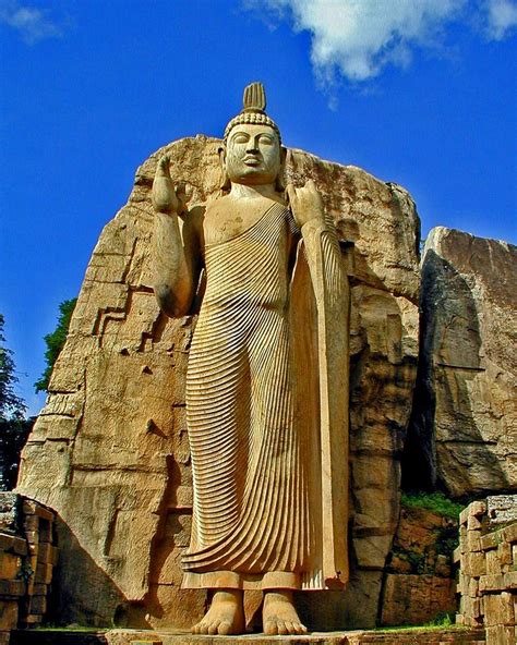 The Magnificent 14 M Tall Buddha Carved In Rock At Avukana About 50 Km