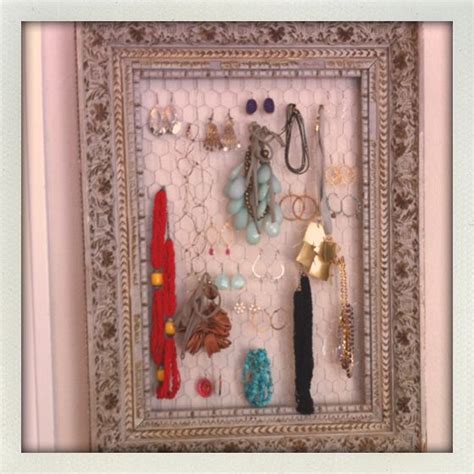 Frame With Chicken Wire Turned Jewelry Holder Diy Holder Diy