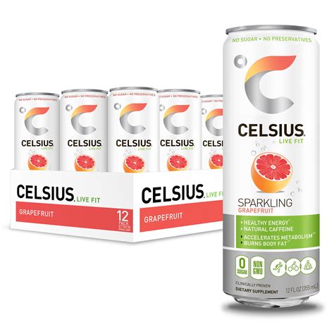 Celsius Sweetened With Stevia Sparkling Grapefruit Fitness Drink Zero