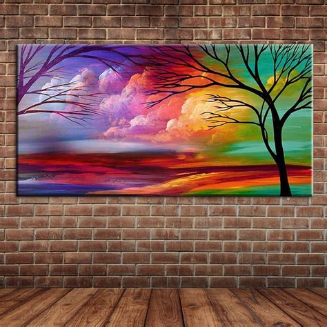 Modern Abstract Art Trees Oil Painting On Canvas Hand
