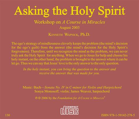 Asking The Holy Spirit Foundation For A Course In Miracles Online