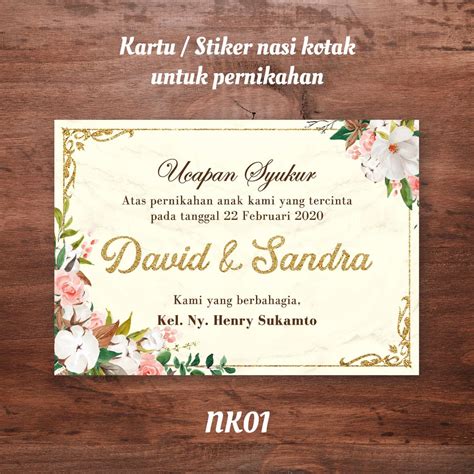 Jual Kartu Stiker Ucapan Syukur Tasyakuran Pernikahan Mohon Doa Restu Pernikahan Wedding