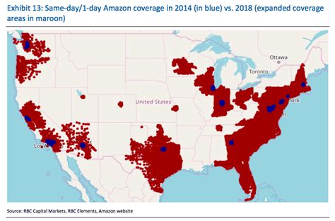 Amazon Can Already Ship To 72 Of Us Population In A Day Map Shows