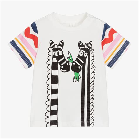 Stella Mccartney Kids Girls White Zebra T Shirt Childrensalon Outlet